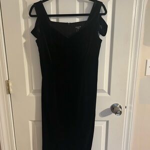 Chic Black Midi Dress by Alexia B. Nites.  Worn once.  Cold shoulder sleeve